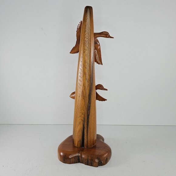 Hand-Carved Cypress Wood Duck Flying Sculpture By Cliff Mire 1999 - Picture 3 of 8